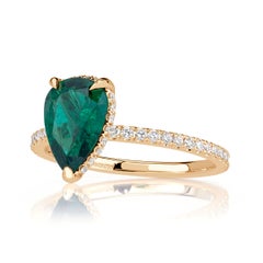 2.4 Carat Pear Diamond Ring 14K White Gold Effortless Elegance