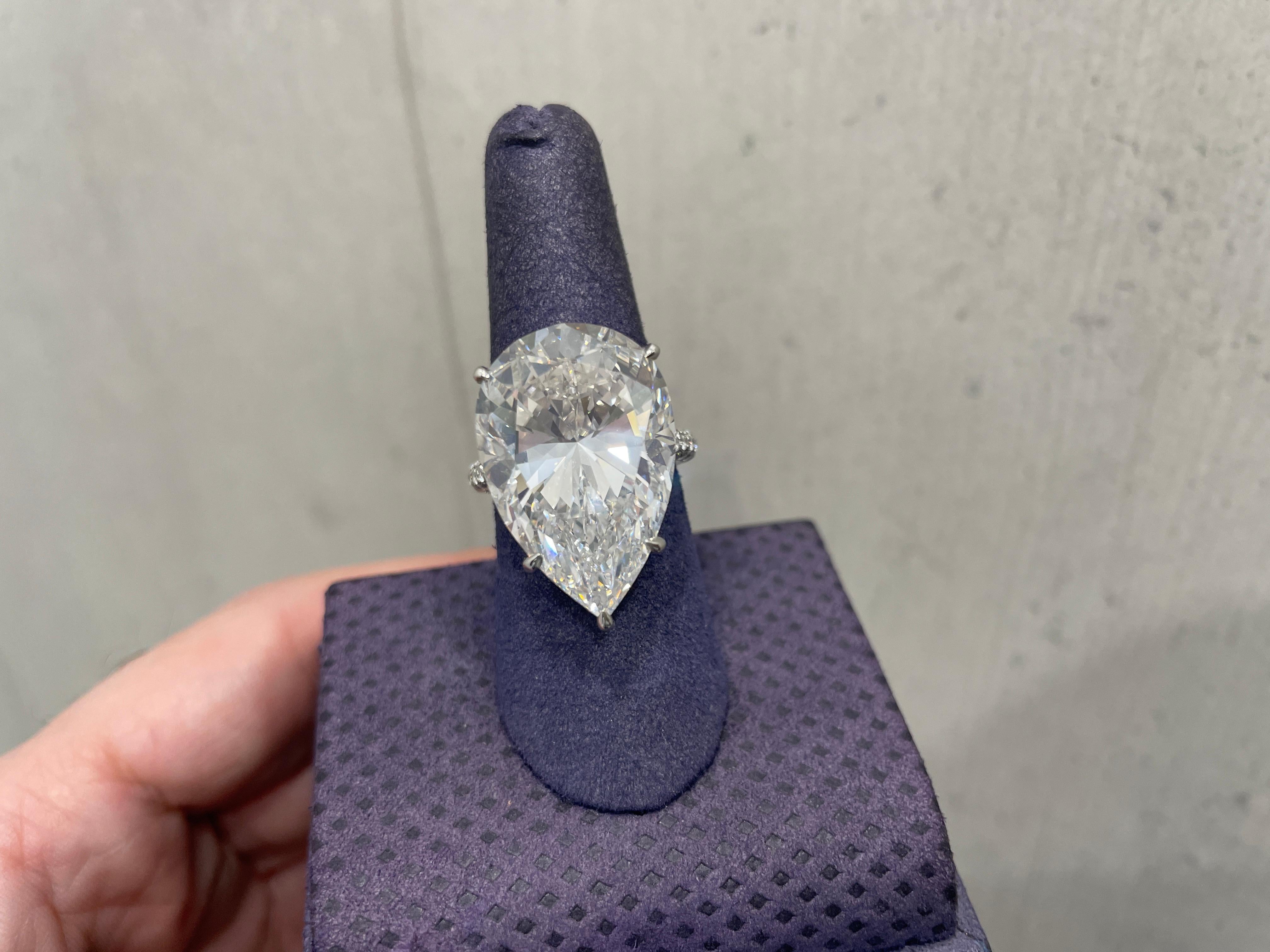 24 Carat Pear Shape Diamond Engagement Ring GIA Certified F VVS2 In New Condition For Sale In New York, NY