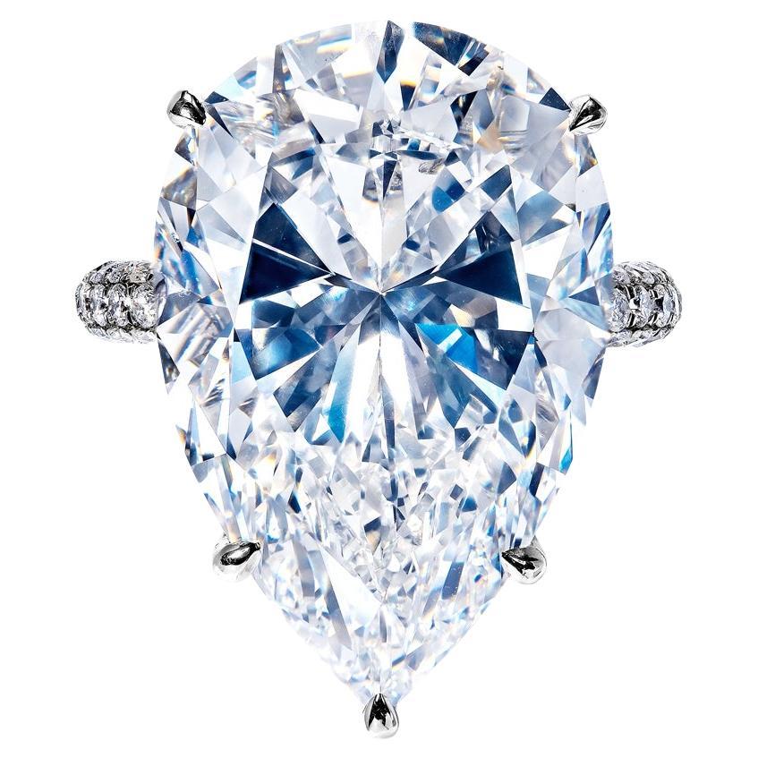24 Carat Pear Shape Diamond Engagement Ring GIA Certified F VVS2