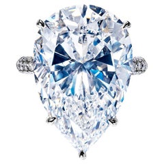 Bague de fiançailles avec diamant en forme de poire de 24 carats certifié GIA, F VVS2