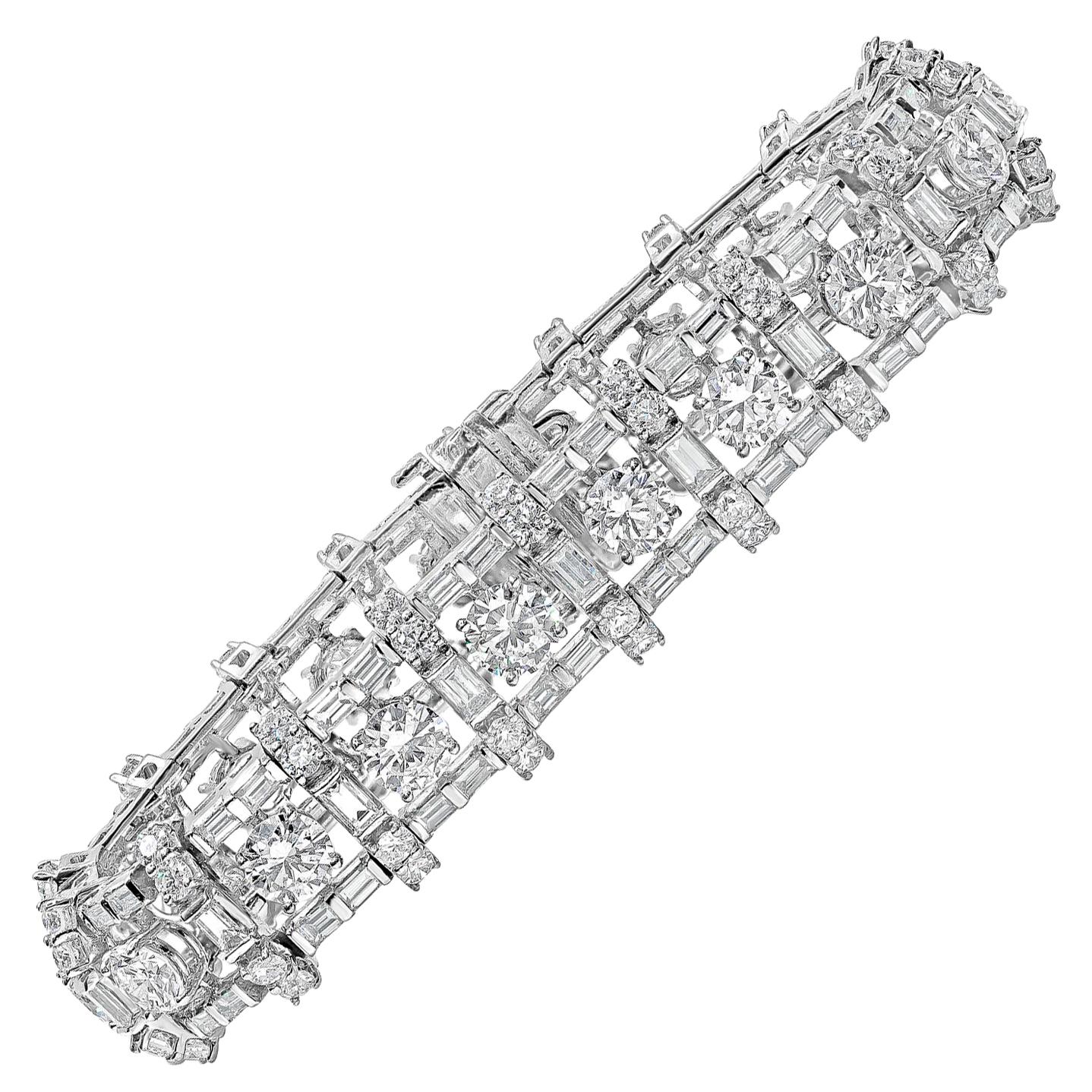 24.00 Carats Total Mixed Cut Diamond Open-Work Bracelet  For Sale