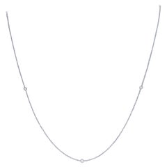 .24 Carat Round Brilliant Diamond Necklace, 14 Karat Gold Adjustable Cable Chain