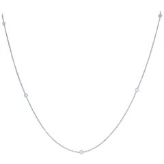 .24 Carat Round Brilliant Diamond Necklace, 14 Karat White Gold Adjustable Cable