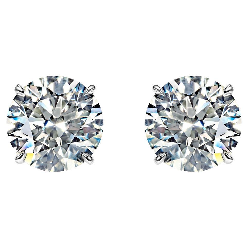 24 Carat Round Brilliant Diamond Stud Earrings Certified VS2 - SI1 For Sale