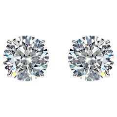 Clous d'oreilles en diamants brillants ronds de 24 carats certifiés VS2 - SI1