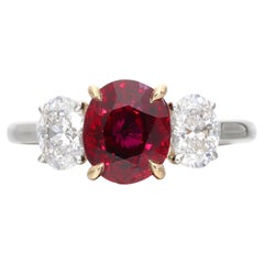 2.4 Carat Round Brilliant Statement Ruby Red 18K Gold Effortless Elegance