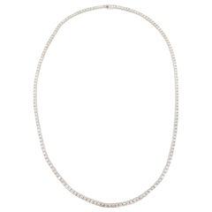 24 Carat Round Diamond White Gold Tennis Necklace