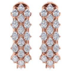 Orecchini a cerchio con diamanti da 2,4 carati SI Clarity HI Color Gioielli in oro rosa 14 carati