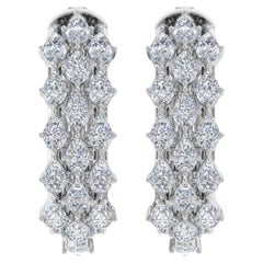 Orecchini a cerchio con diamanti da 2,4 carati SI Clarity HI Color Gioielli in oro bianco 14 carati