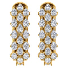 Pendientes de aro de diamantes de 2,4 quilates con claridad SI y color HI Joyas de oro amarillo de 14 quilates