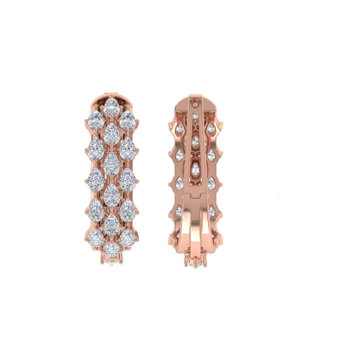 2.4 Carat SI Clarity HI Color Diamond Hoop Earrings 18 Karat Rose Gold Jewelry In New Condition For Sale In Diera, Dubai