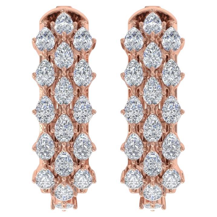 2.4 Carat SI Clarity HI Color Diamond Hoop Earrings 18 Karat Rose Gold Jewelry