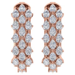 Créoles en or rose 18 carats avec diamants de 2,4 carats de pureté SI de couleur hi-colore