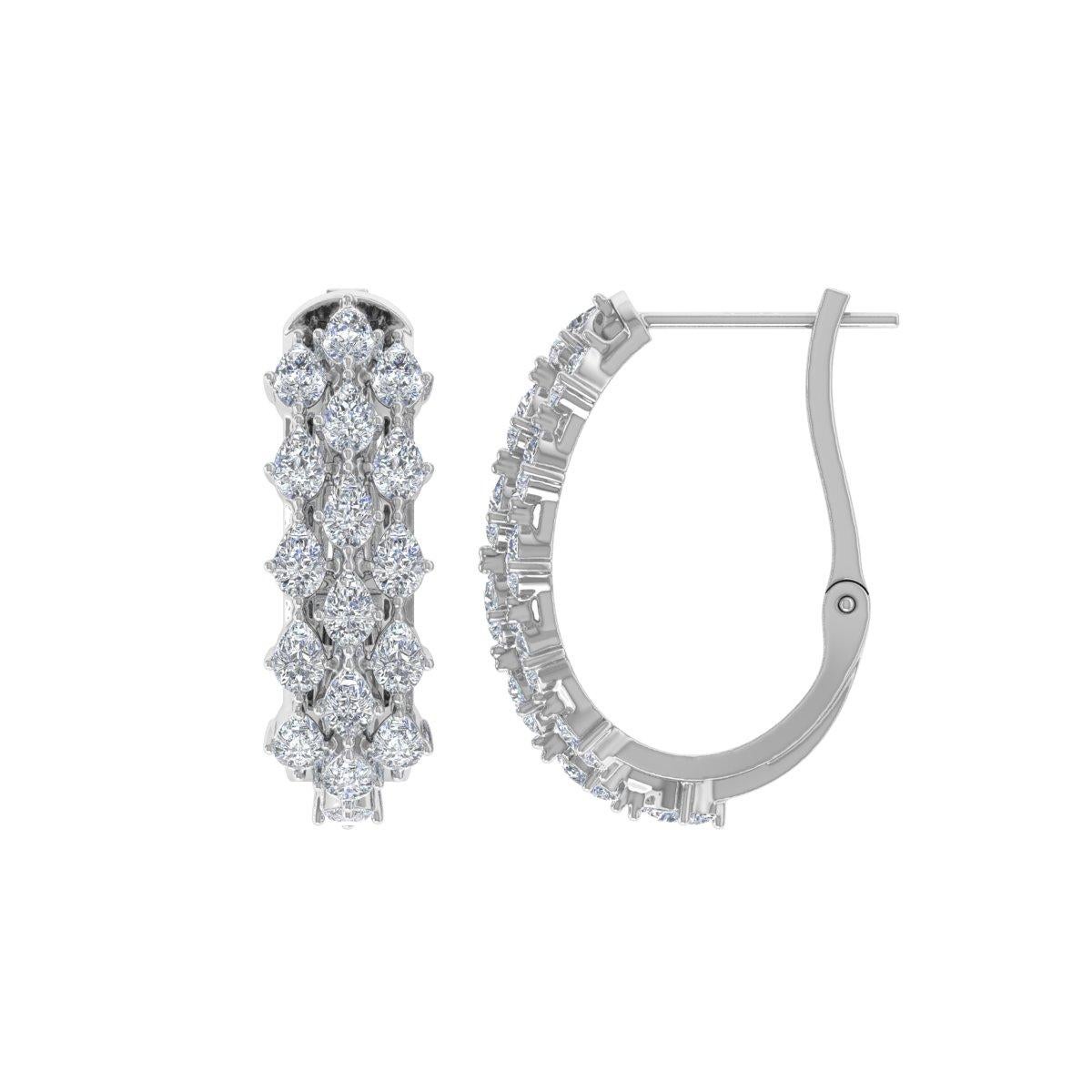 2.4 Karat SI Reinheit HI Farbe Diamant-Creolen-Ohrringe 18 Karat Weißgold Schmuck (Moderne) im Angebot