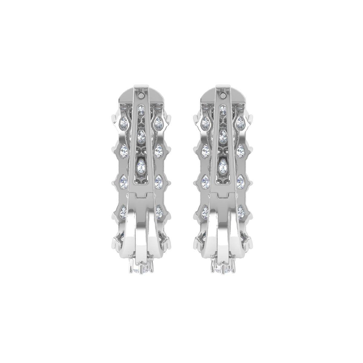 2.4 Karat SI Reinheit HI Farbe Diamant-Creolen-Ohrringe 18 Karat Weißgold Schmuck (Tropfenschliff) im Angebot