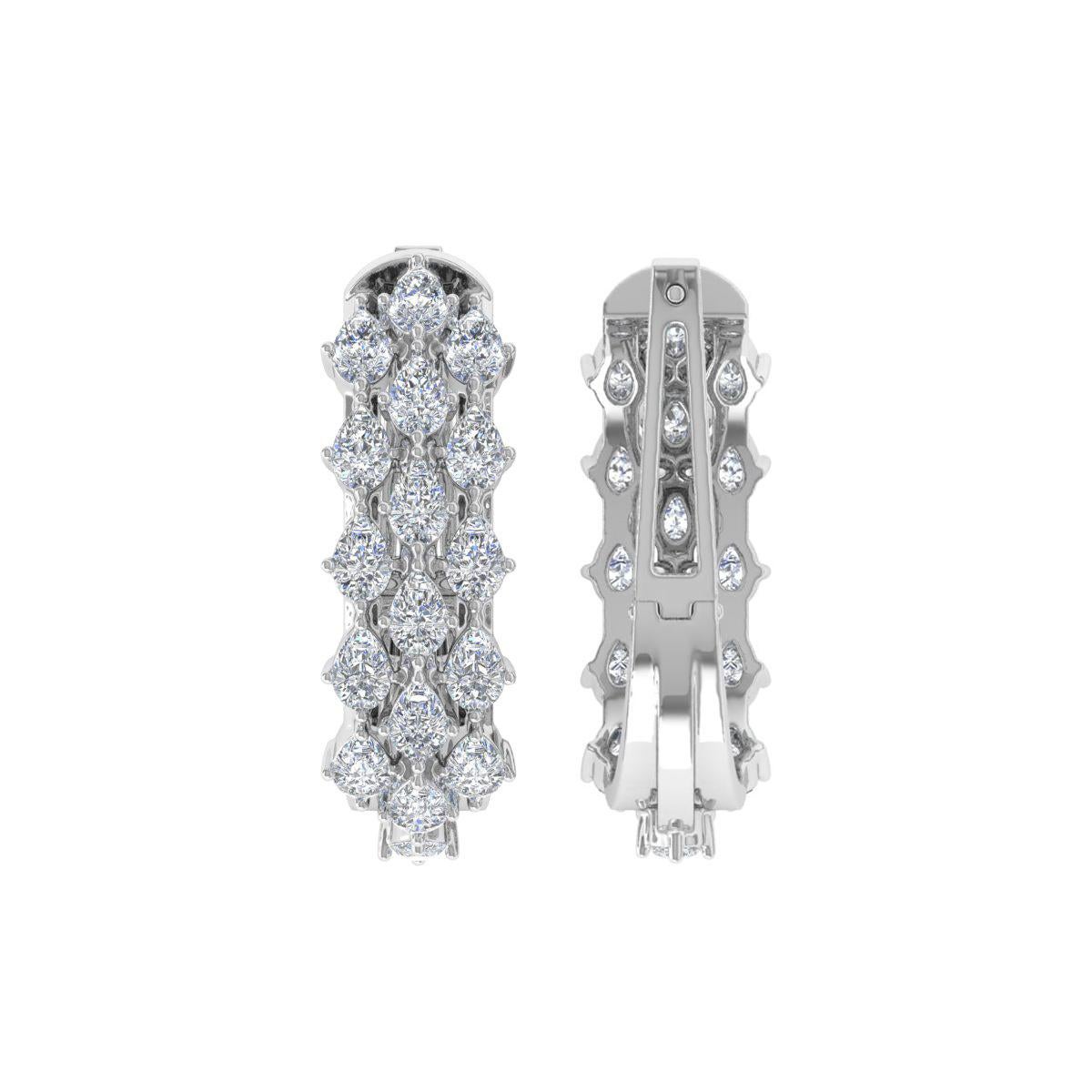 2.4 Karat SI Reinheit HI Farbe Diamant-Creolen-Ohrringe 18 Karat Weißgold Schmuck im Zustand „Neu“ im Angebot in Diera, Dubai