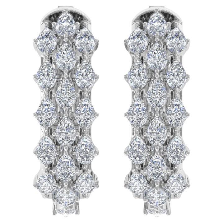 2.4 Carat SI Clarity HI Color Diamond Hoop Earrings 18 Karat White Gold Jewelry
