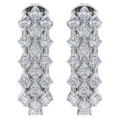 Créoles en or blanc 18 carats avec diamants de 2,4 carats de pureté SI de couleur hi-colore