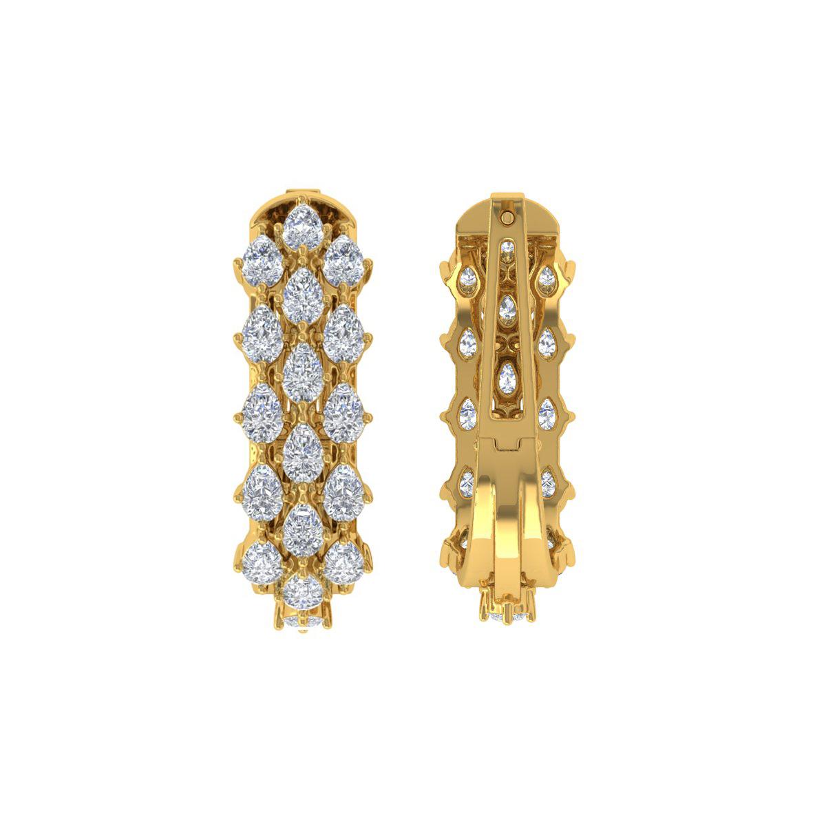 Pendientes de aro de diamantes de 2,4 quilates con claridad SI y color HI Joyas de oro amarillo de 18 quilates en Nuevo estado para la venta en Diera, Dubai