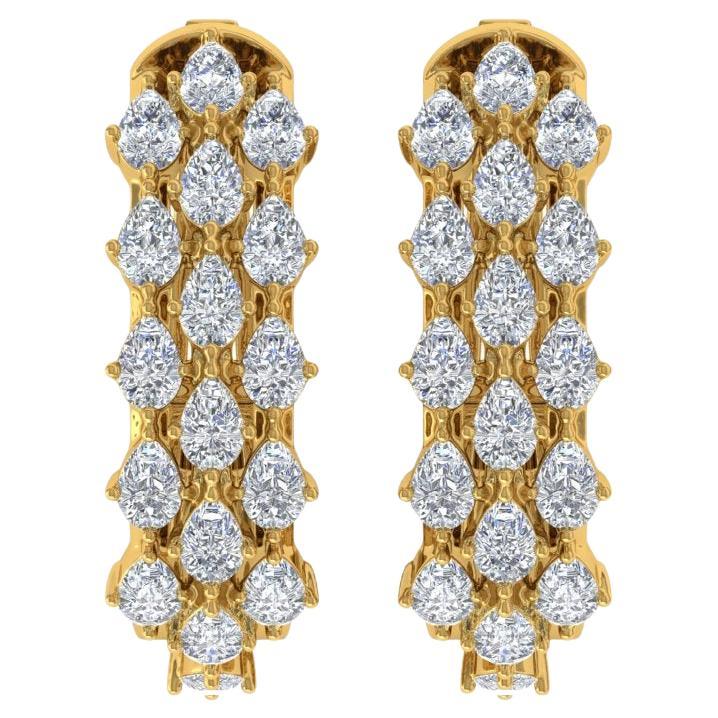 2.4 Karat SI Reinheit HI Farbe Diamant-Creolen-Ohrringe 18 Karat Gelbgold Schmuck