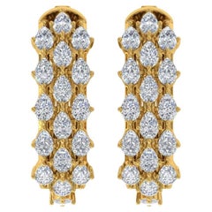 Créoles en or jaune 18 carats avec diamants de 2,4 carats de pureté SI de couleur hi-colore