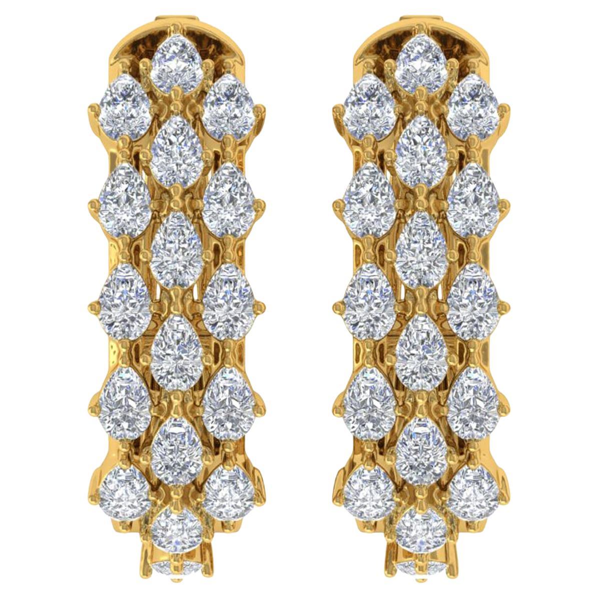 Pendientes de aro de diamantes de 2,4 quilates con claridad SI y color HI Joyas de oro amarillo de 18 quilates