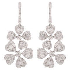 2,4 quilates SI Claridad HI Color Diamante Multi Corazón Pendientes Colgantes Oro Blanco 18k