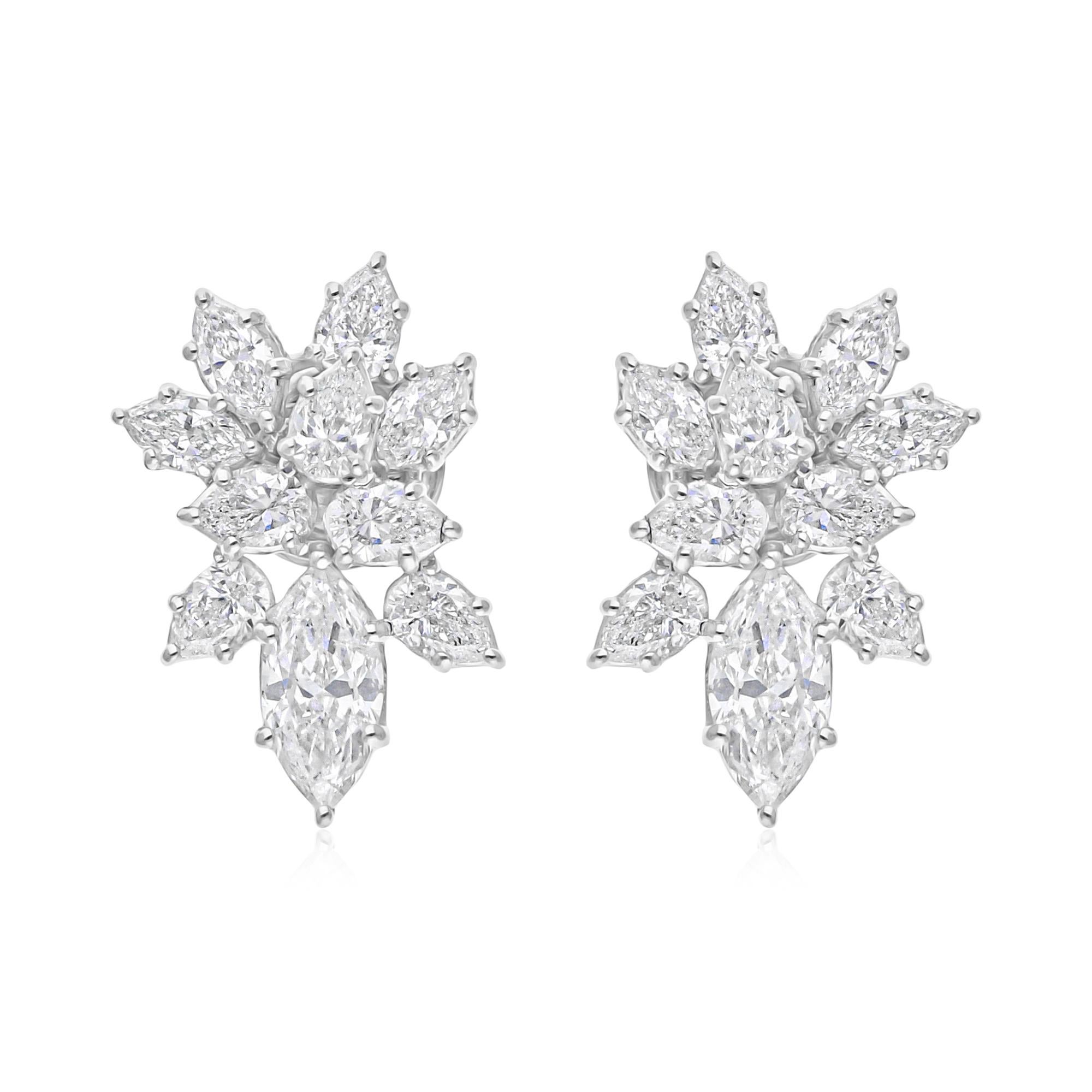 Ohrringe 2,4 Karat SI Reinheit HI Farbe Birnen-Marquise-Diamant 18 Karat Weißgold im Zustand „Neu“ im Angebot in Diera, Dubai