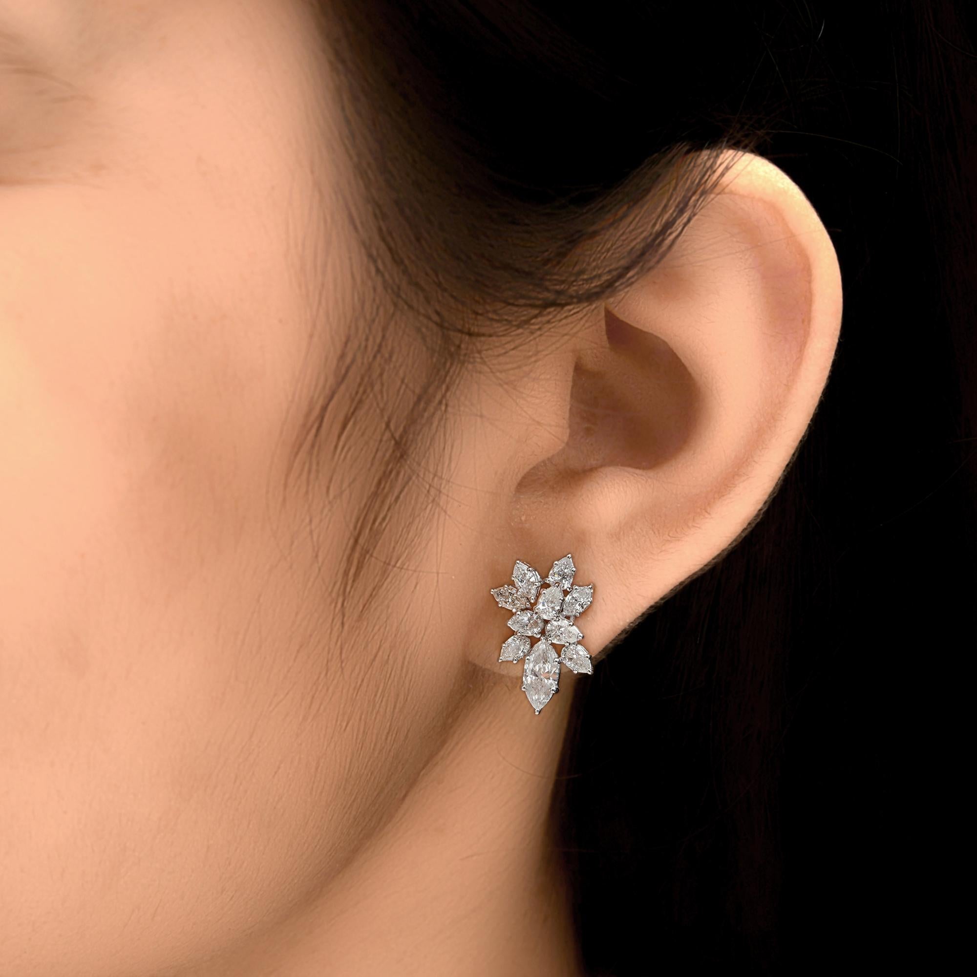 Ohrringe 2,4 Karat SI Reinheit HI Farbe Birnen-Marquise-Diamant 18 Karat Weißgold im Angebot 1