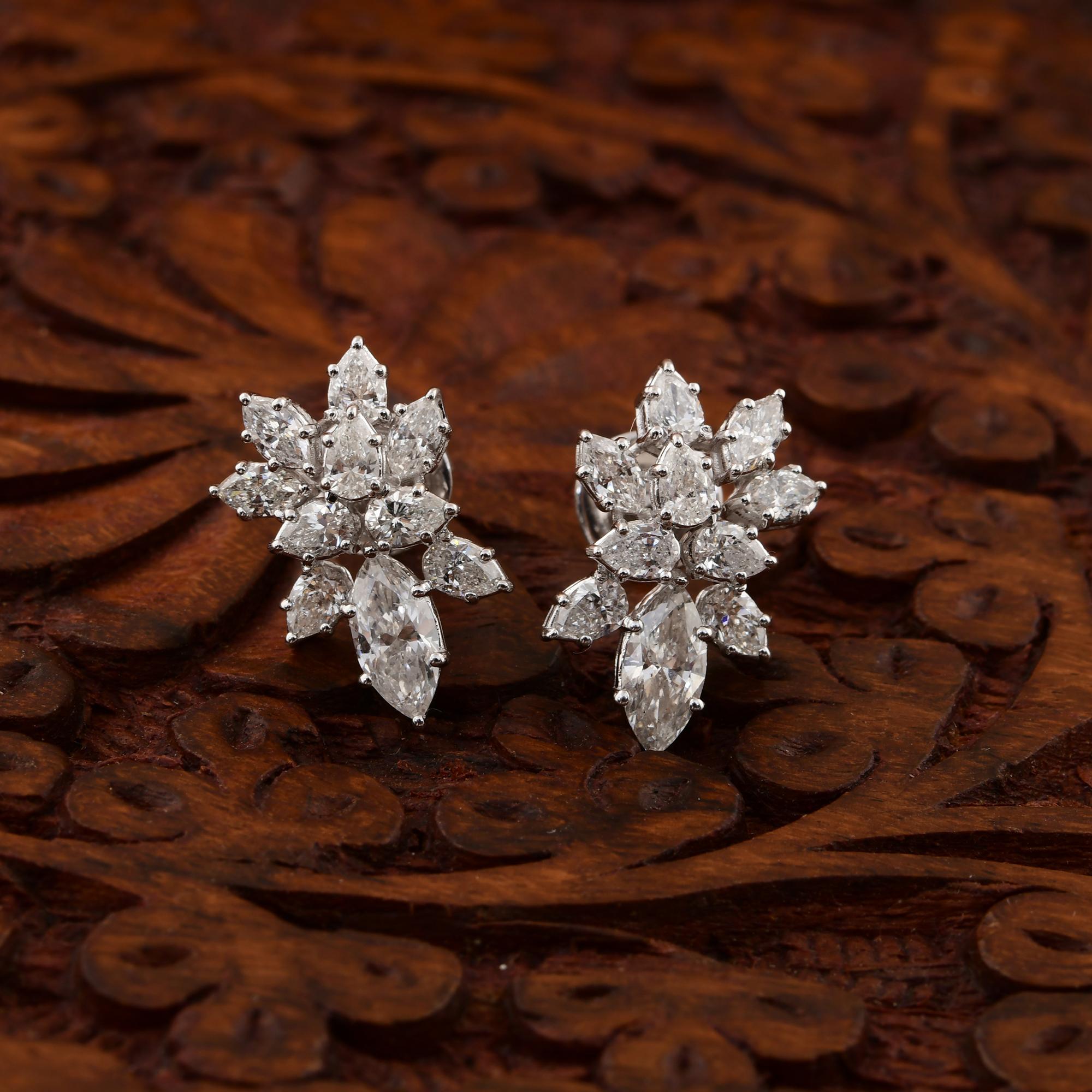 Ohrringe 2,4 Karat SI Reinheit HI Farbe Birnen-Marquise-Diamant 18 Karat Weißgold im Angebot 2