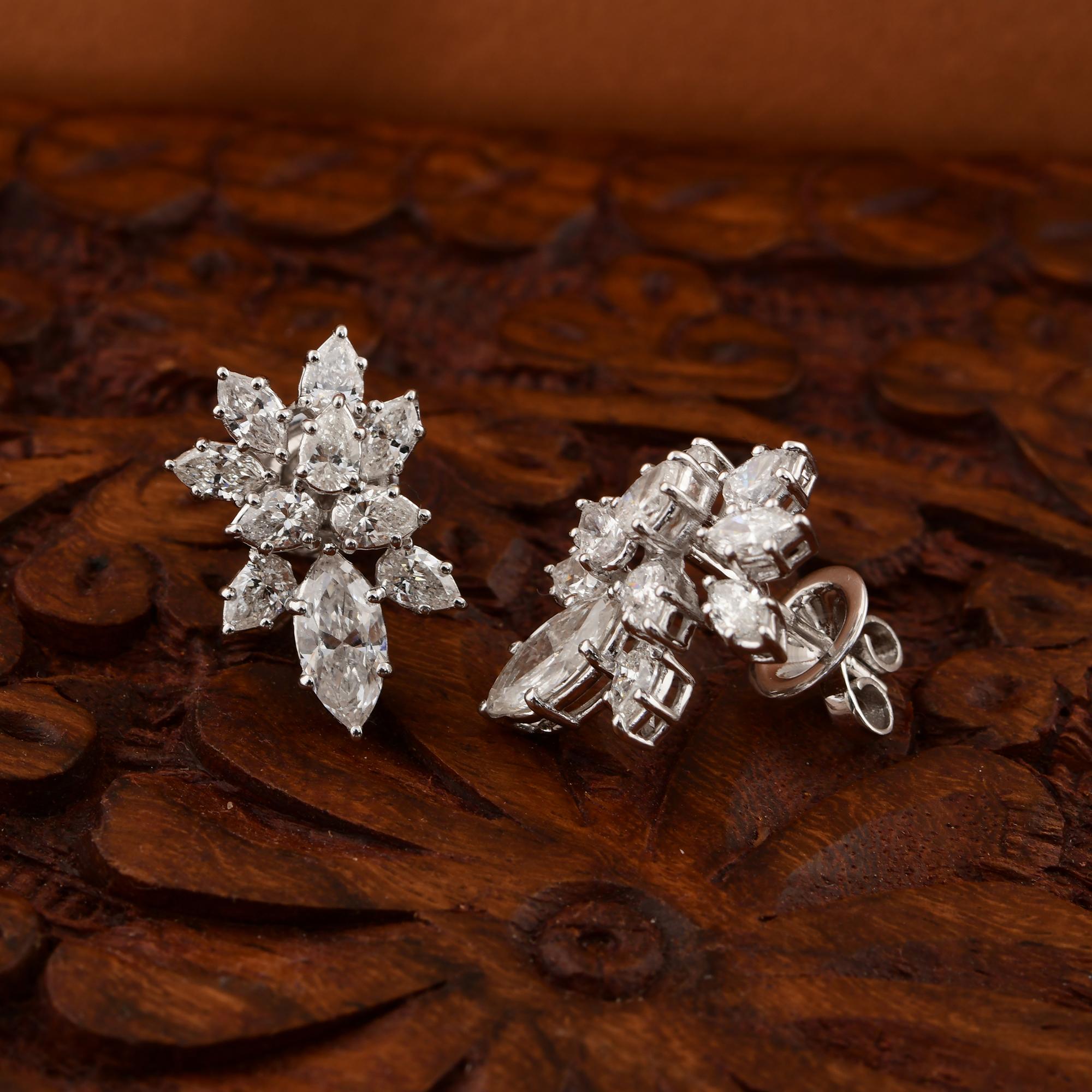 Ohrringe 2,4 Karat SI Reinheit HI Farbe Birnen-Marquise-Diamant 18 Karat Weißgold im Angebot 3