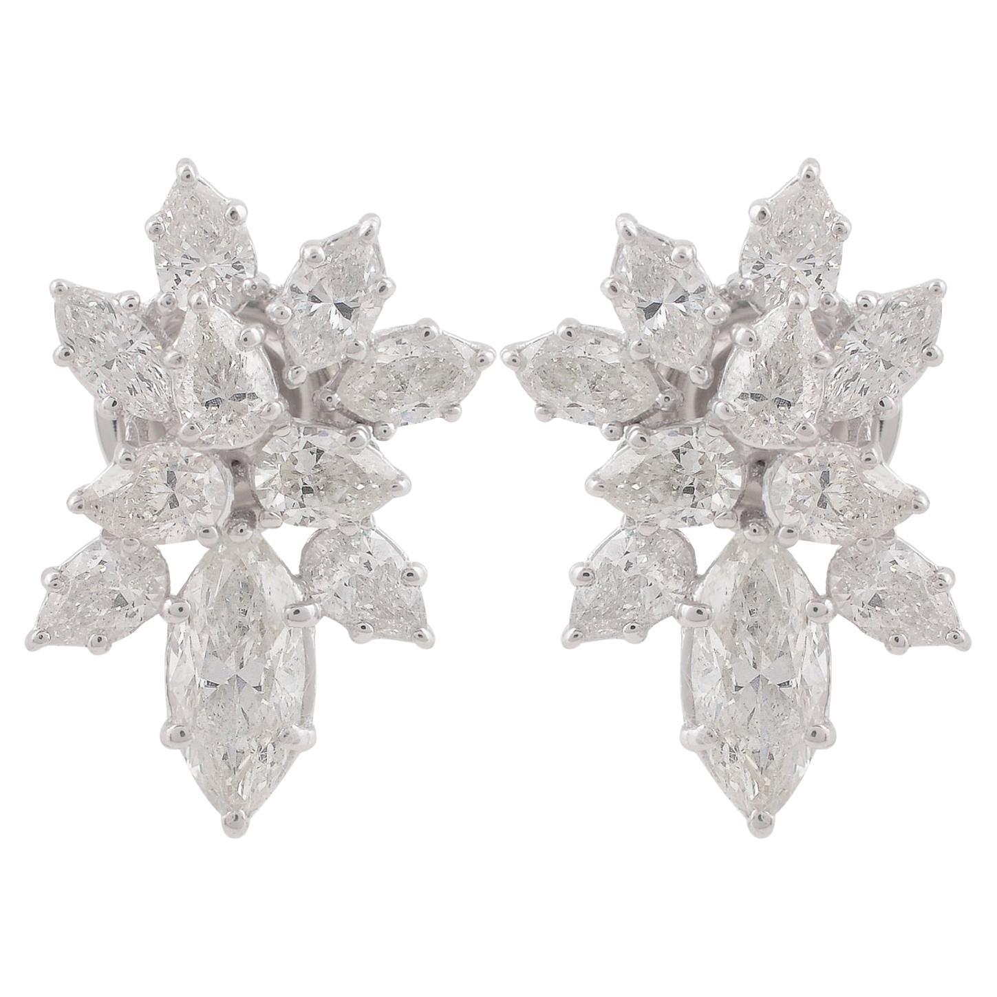 2.4 Carat SI Clarity HI Color Pear Marquise Diamond Earrings 18 Karat White Gold