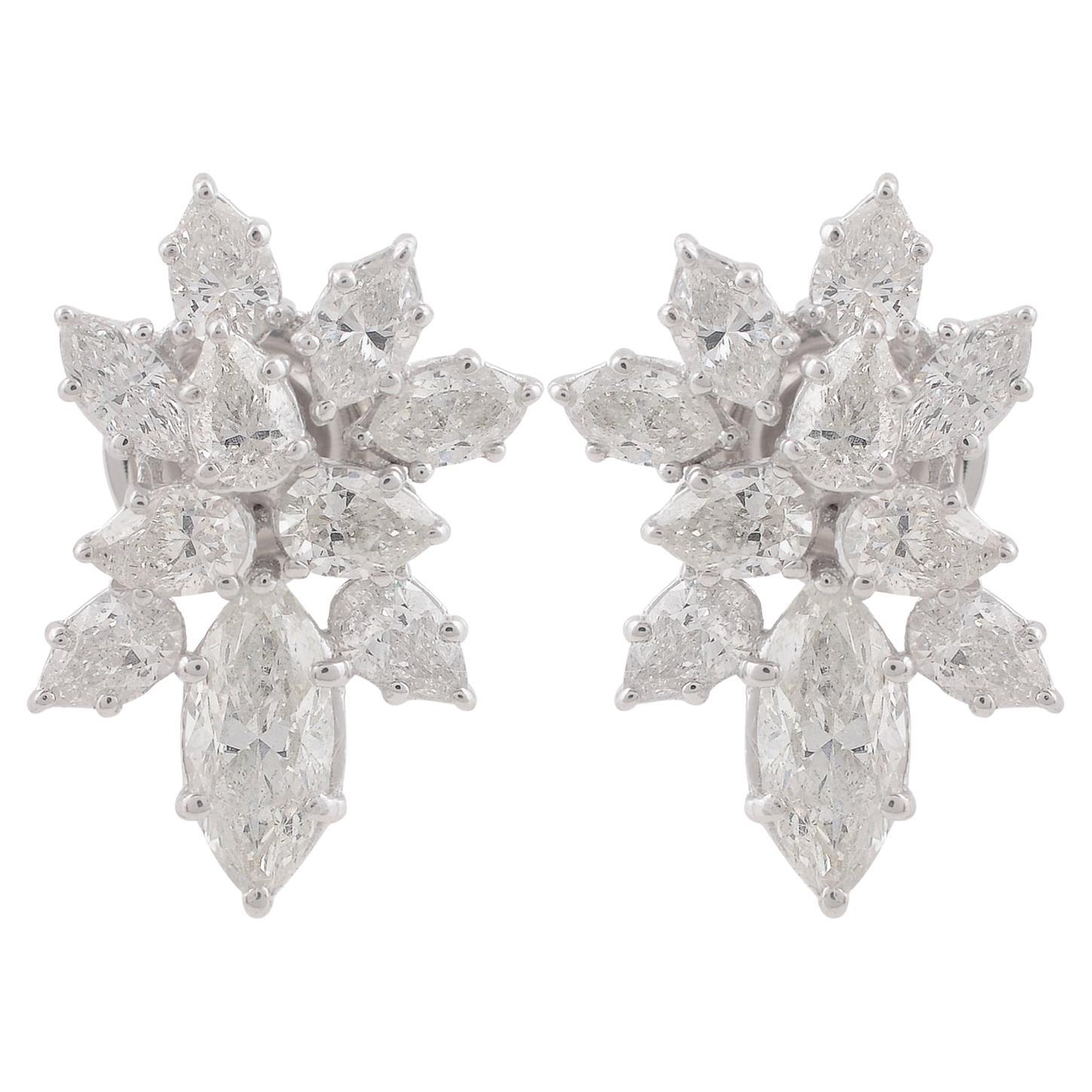 2.4 Carat SI Clarity HI Color Pear Marquise Diamond Earrings 18 Karat White Gold