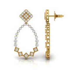 2.4 Carat SI/H Round Brilliant Cut Diamond Earrings 14 Karat Yellow Gold Jewelry