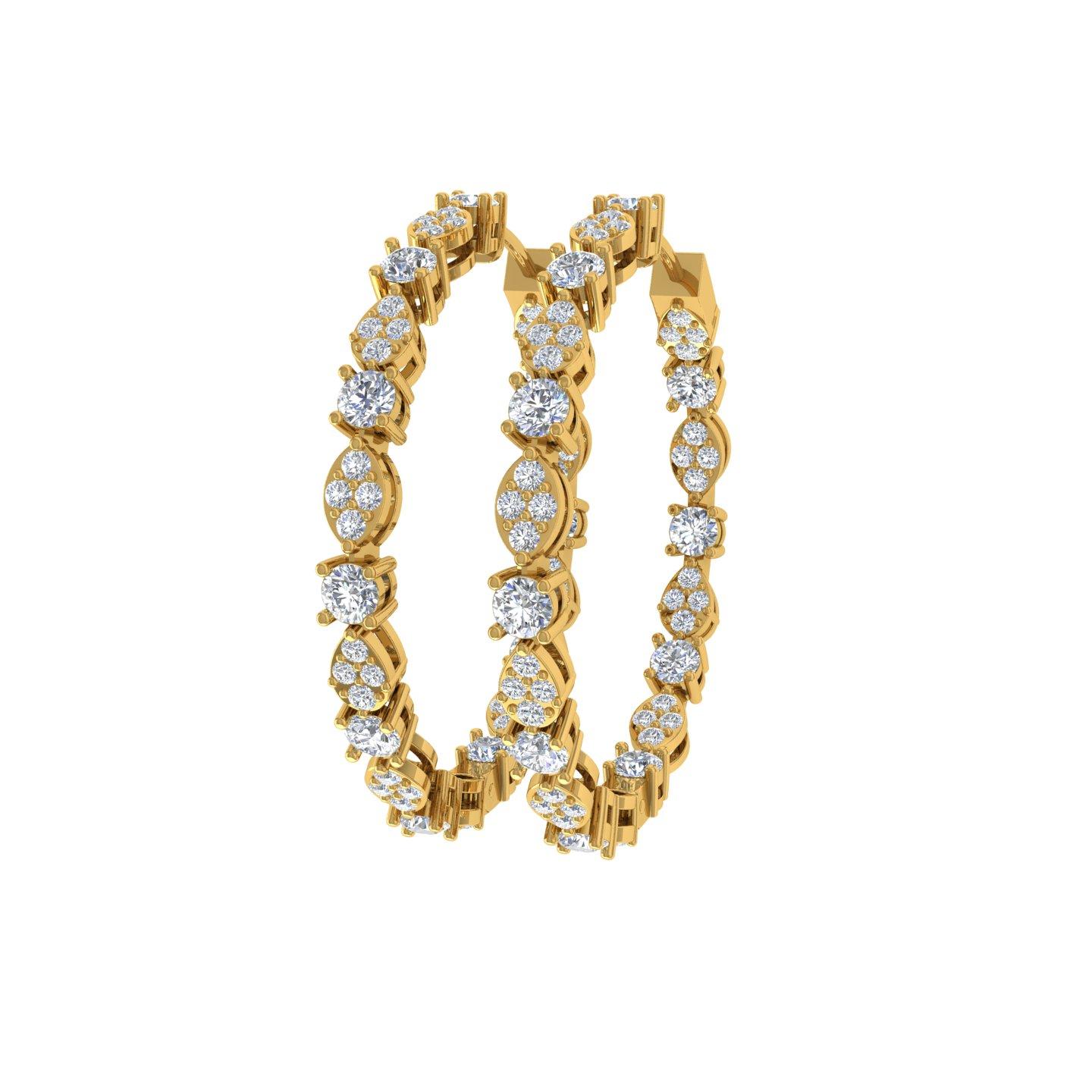 Modern 2.4 Carat SI/H Round Brilliant Cut Diamond Earrings 14 Karat Yellow Gold Jewelry For Sale