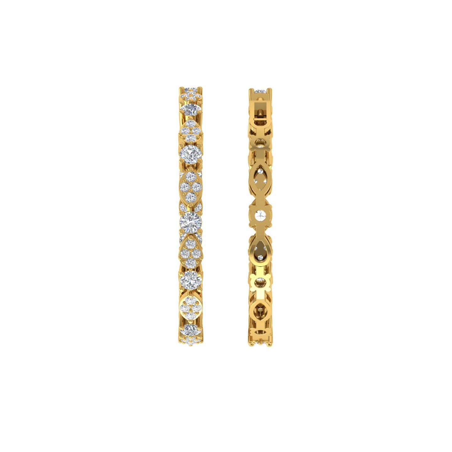 2.4 Carat SI/H Round Brilliant Cut Diamond Earrings 14 Karat Yellow Gold Jewelry In New Condition For Sale In Diera, Dubai