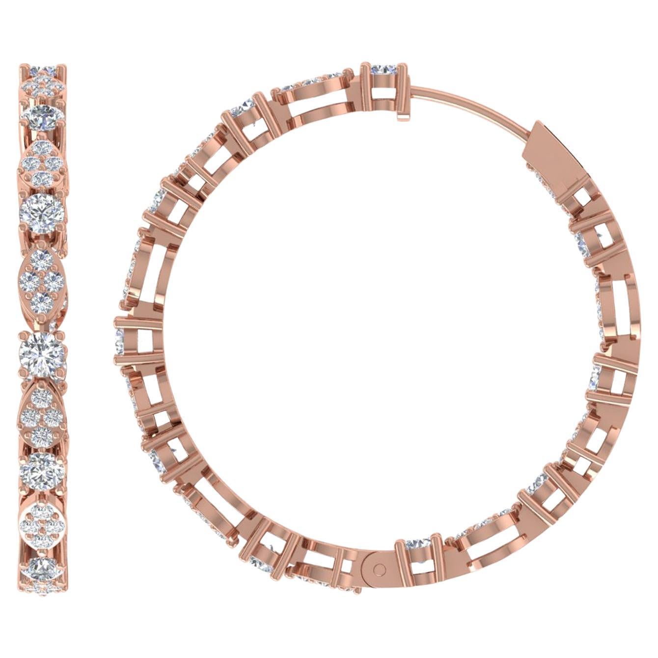 2.4 Karat SI/H Ohrringe aus 18 Karat Roségold mit runden Diamanten im Brillantschliff