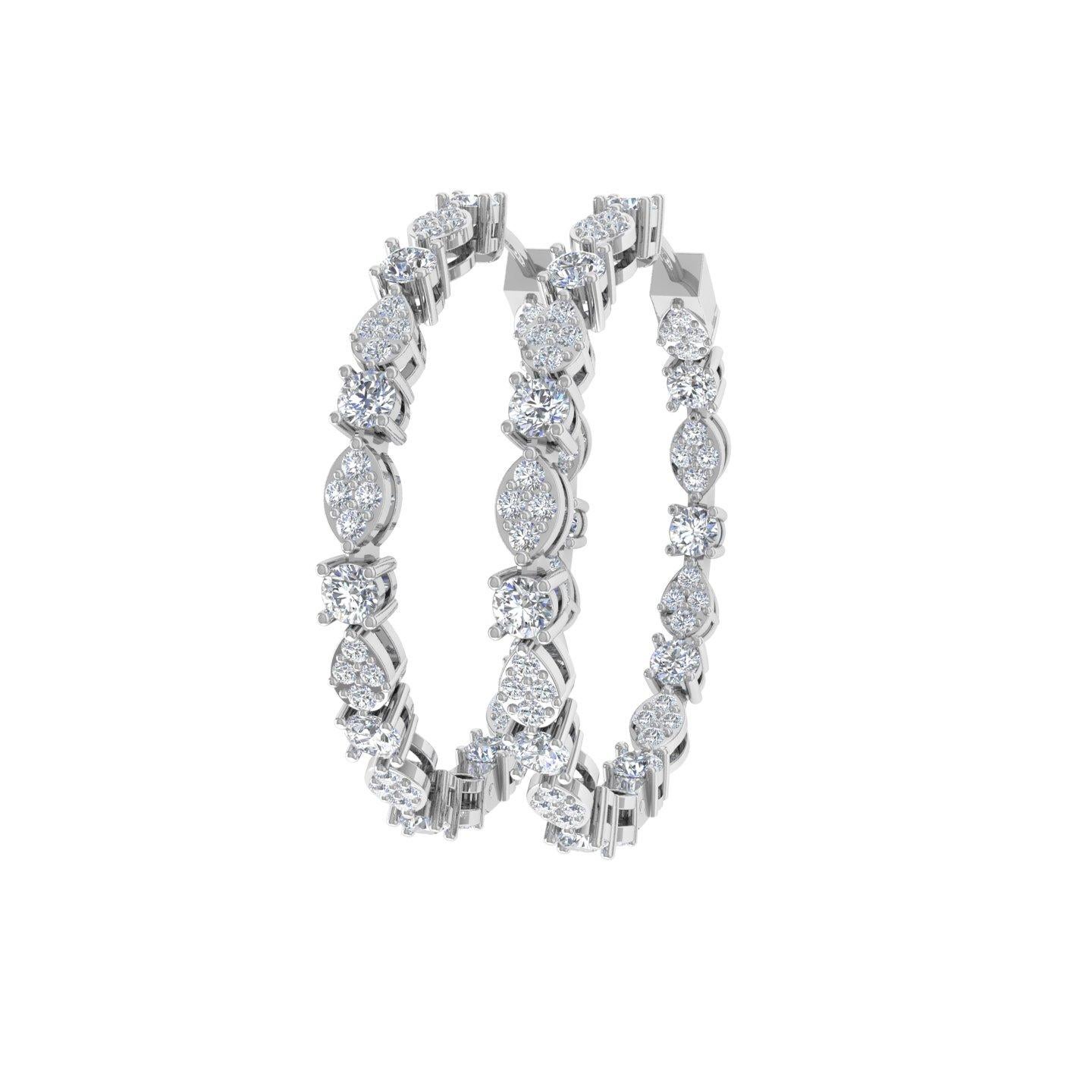 2.4 Karat SI/H Ohrringe aus 18 Karat Weißgold mit rundenen Diamanten im Brillantschliff (Rundschliff) im Angebot