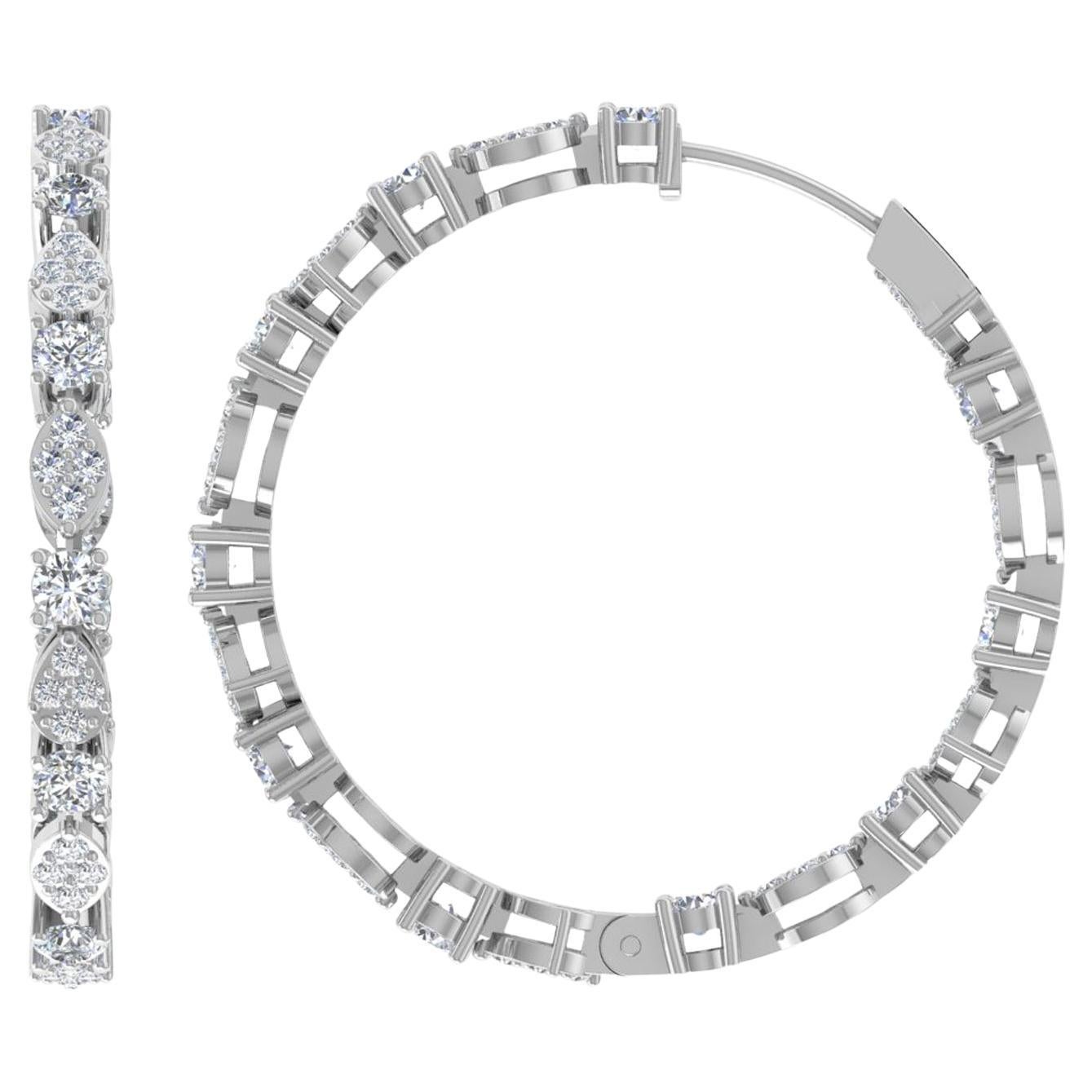 2.4 Carat SI/H Round Brilliant Cut Diamond Earrings 18 Karat White Gold Jewelry en vente