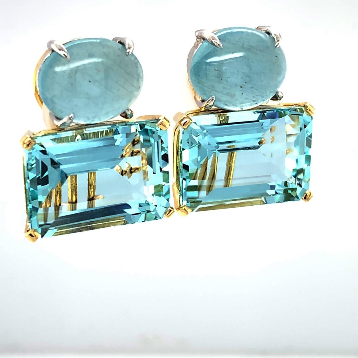 aquamarine cabochon earrings