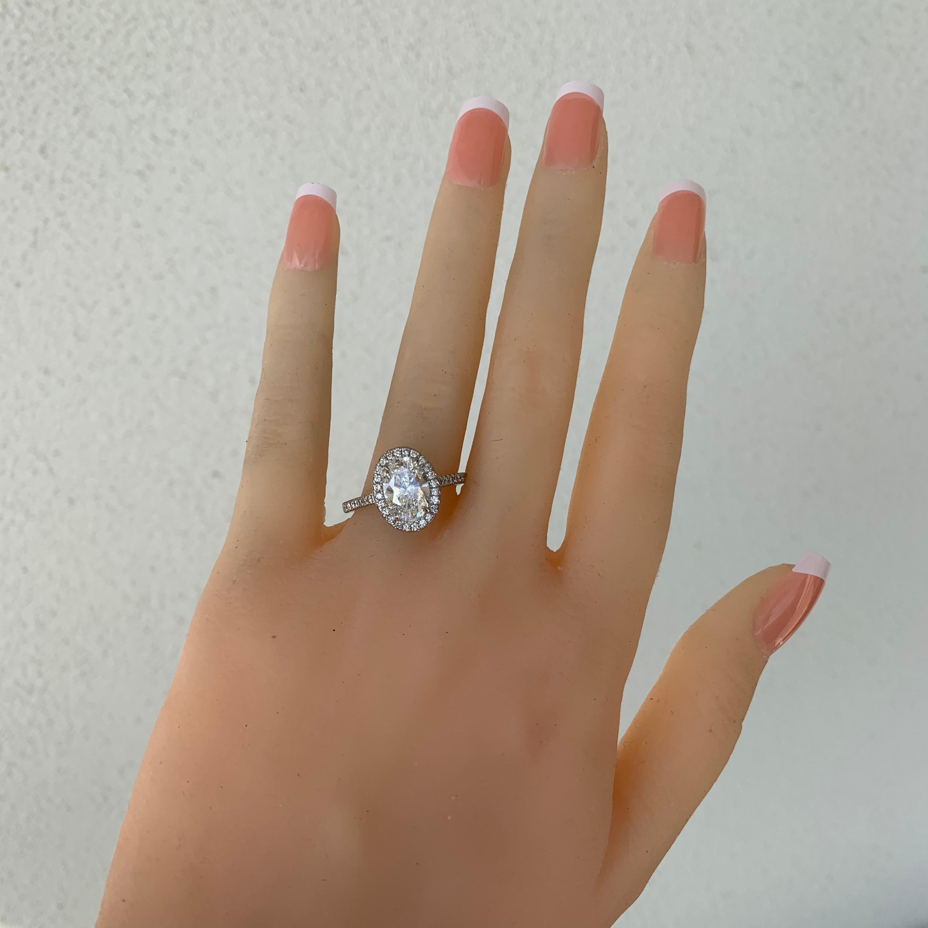 2.4 Carat TW, Oval Diamond Halo Engagement Ring Micro Pave, Ben Dannie For Sale 3