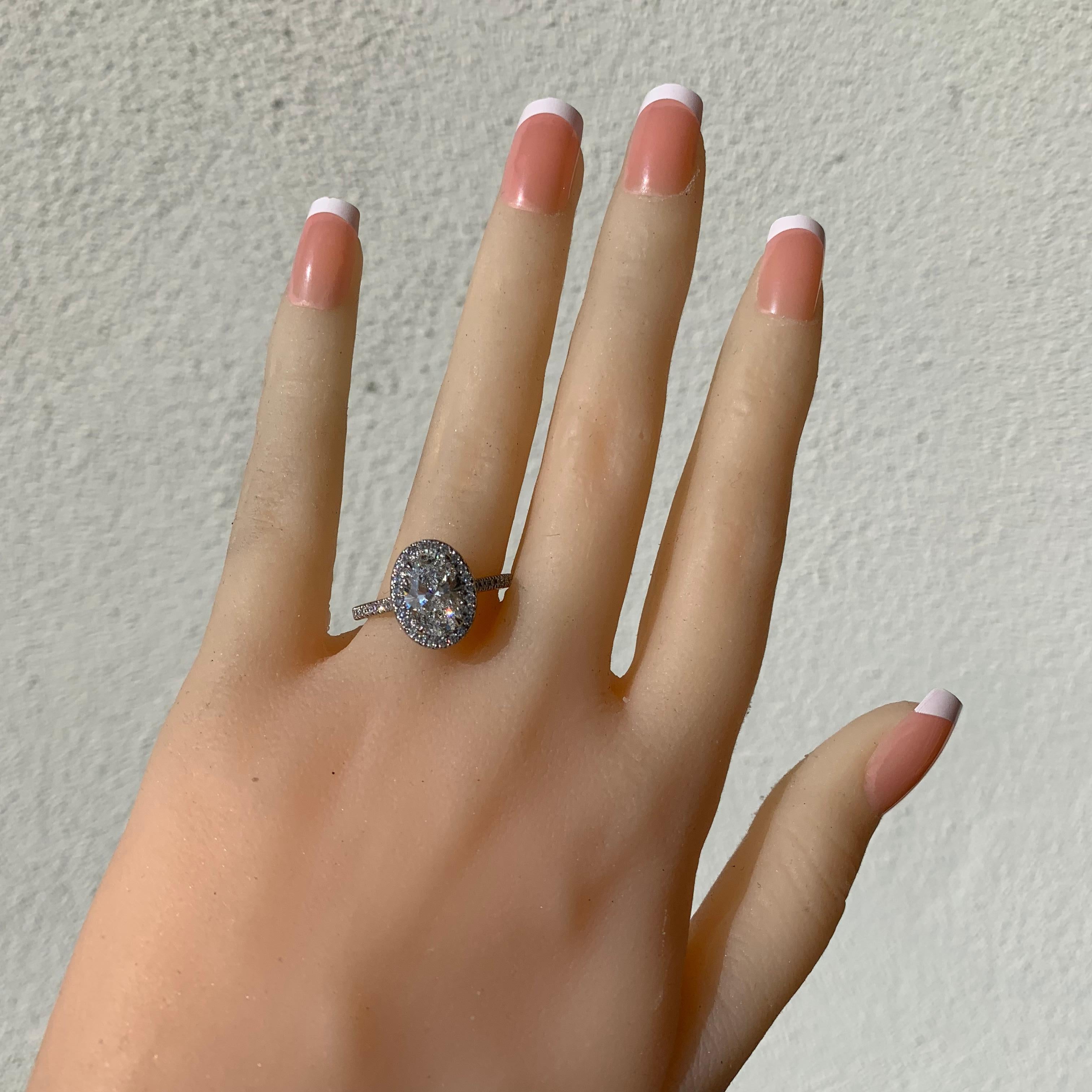 2.4 Carat TW, Oval Diamond Halo Engagement Ring Micro Pave, Ben Dannie For Sale 4