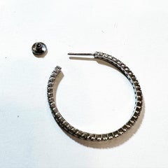 2.4 Carats Brilliant Cut Diamonds Hoop 18k White Gold Screw Earrings