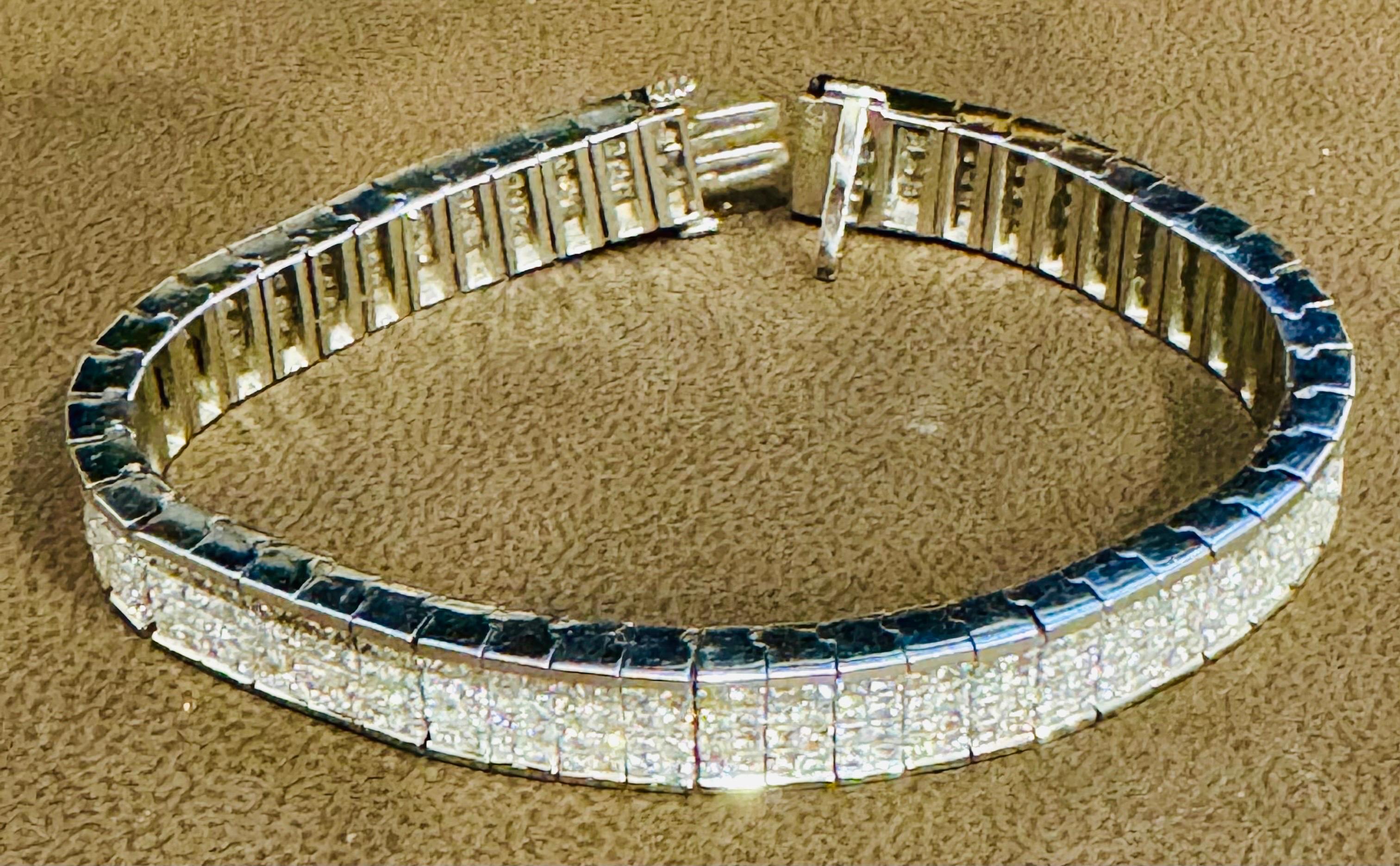 24 Carats Four Row Princesse Bracelet de tennis en or blanc 18kt 7.3