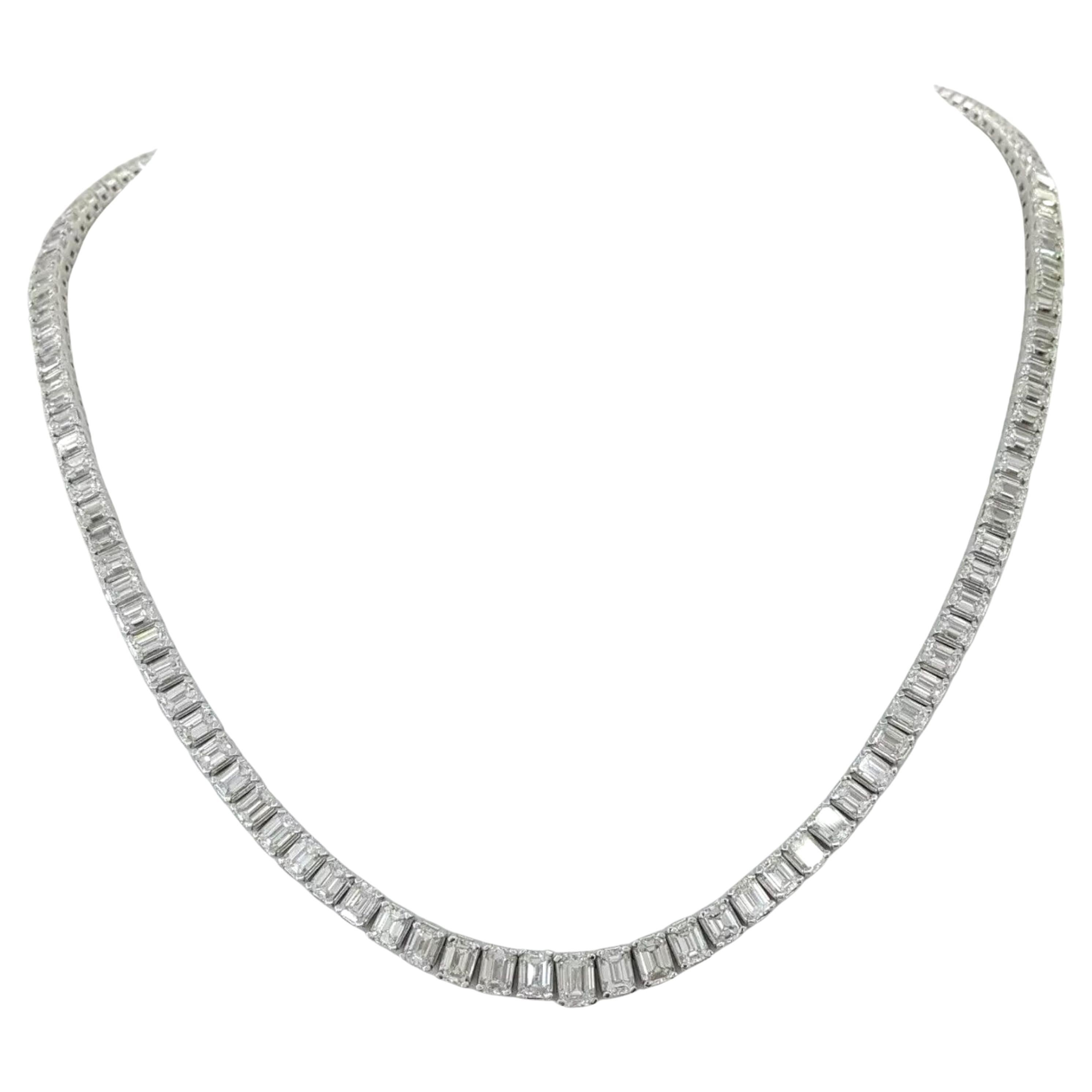 24 Ct. Emerald Cut Diamond Tennis Necklace