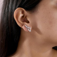 2.4 Ct Natural Diamond Cluster Drop Earrings in 18K White Gold