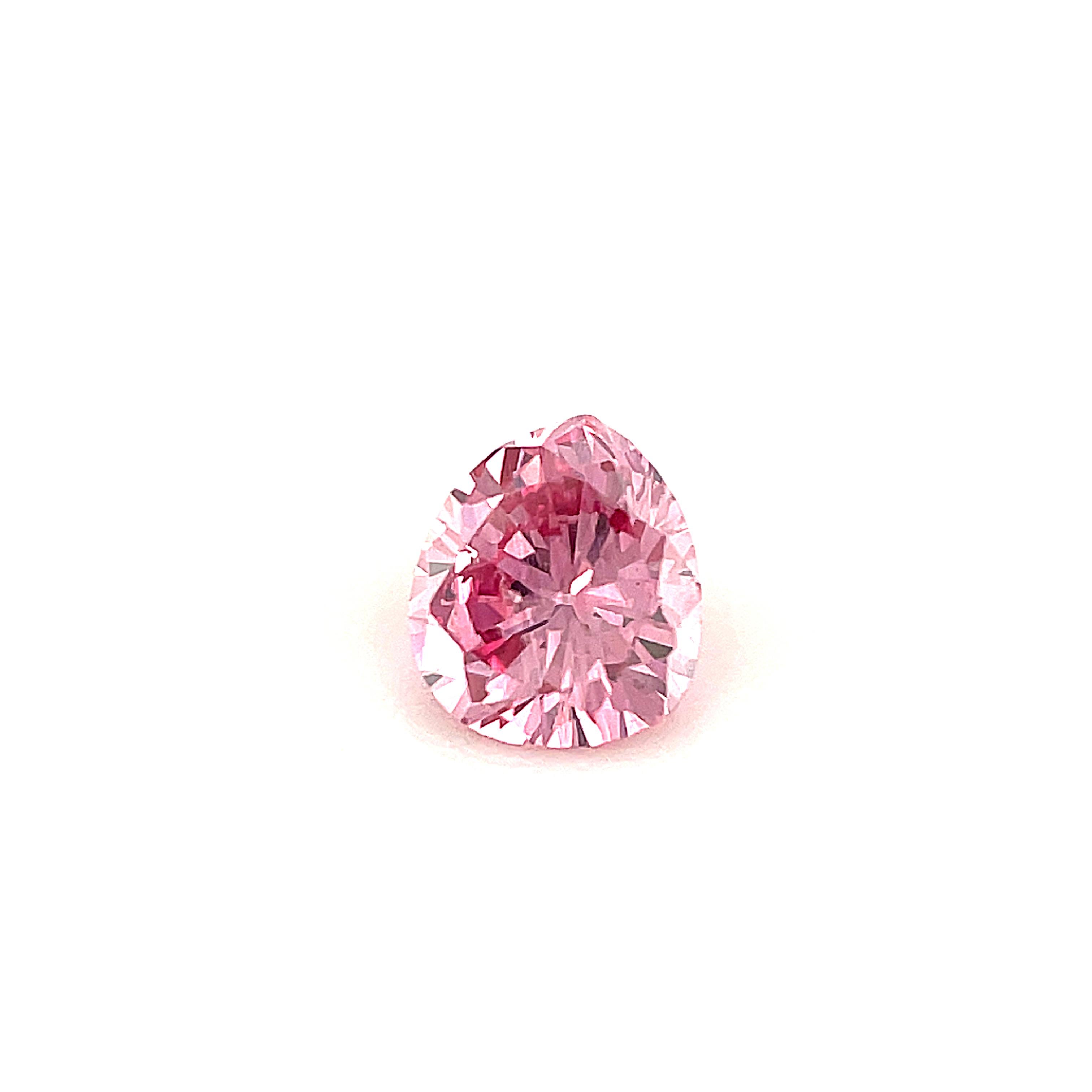 Fancy Intense Purplish Pink Natural Diamond, Loose .24 Carat Pear, GIA Certified In New Condition For Sale In Los Angeles, CA