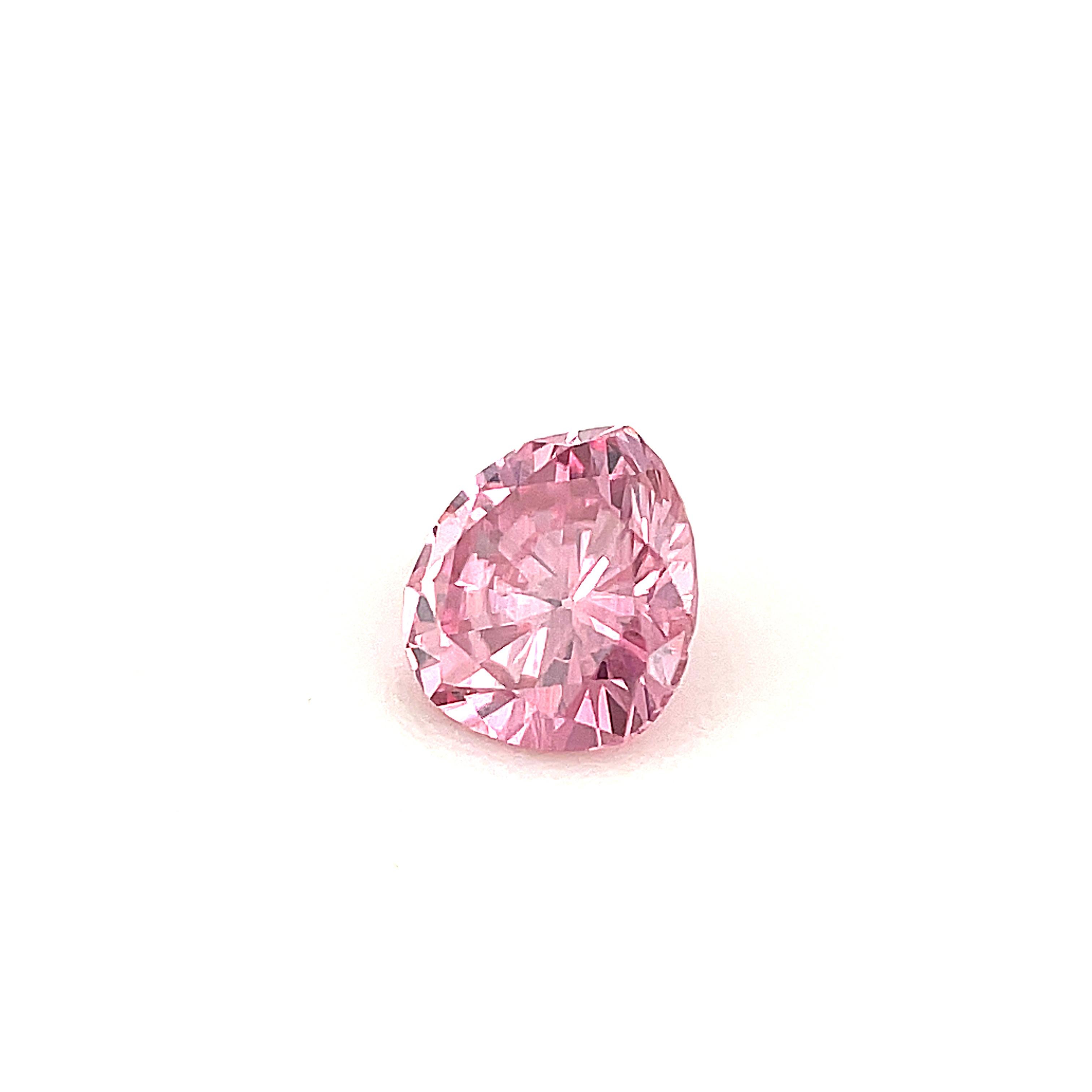 Women's or Men's Fancy Intense Purplish Pink Natural Diamond, Loose .24 Carat Pear, GIA Certified For Sale