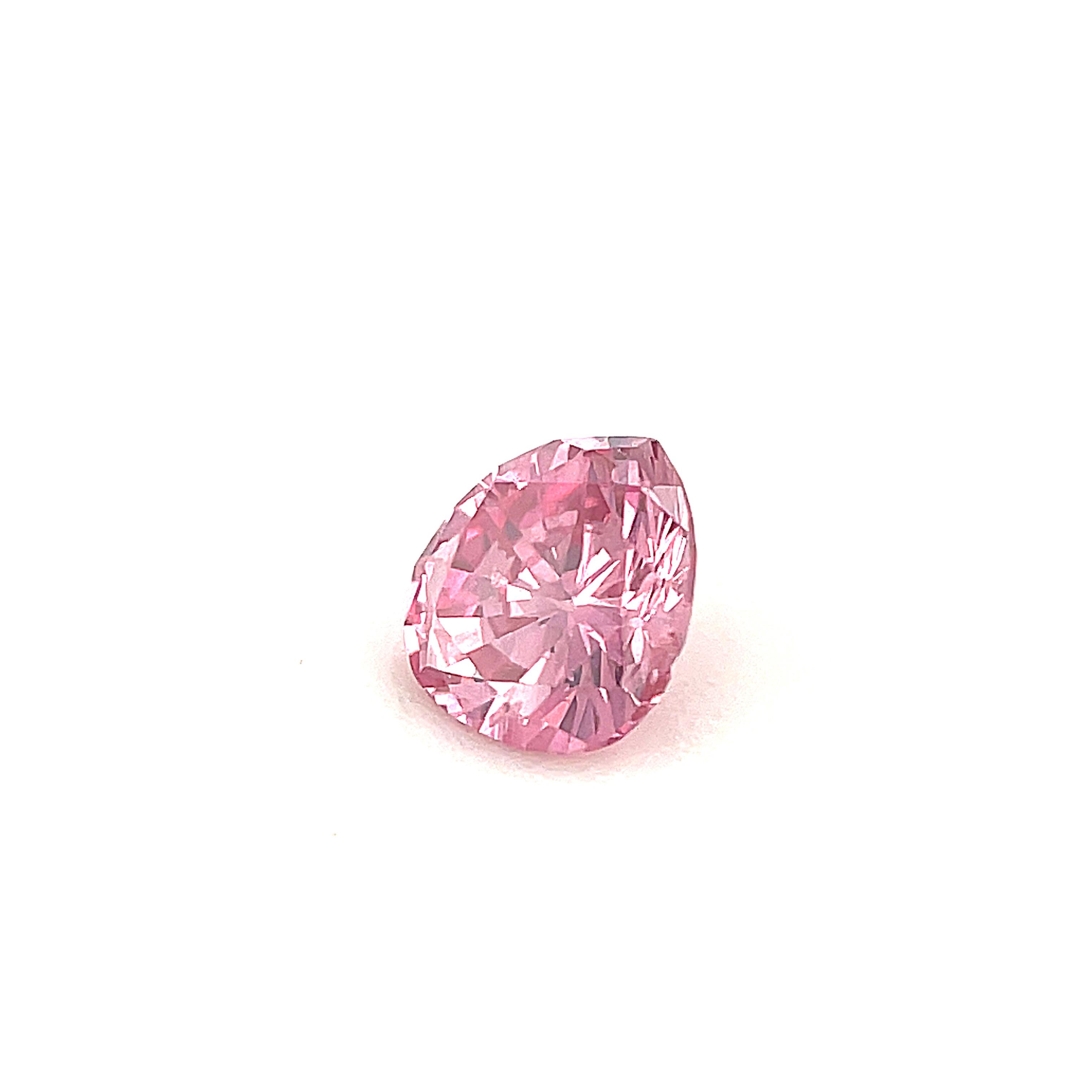 Fancy Intense Purplish Pink Natural Diamond, Loose .24 Carat Pear, GIA Certified For Sale 1