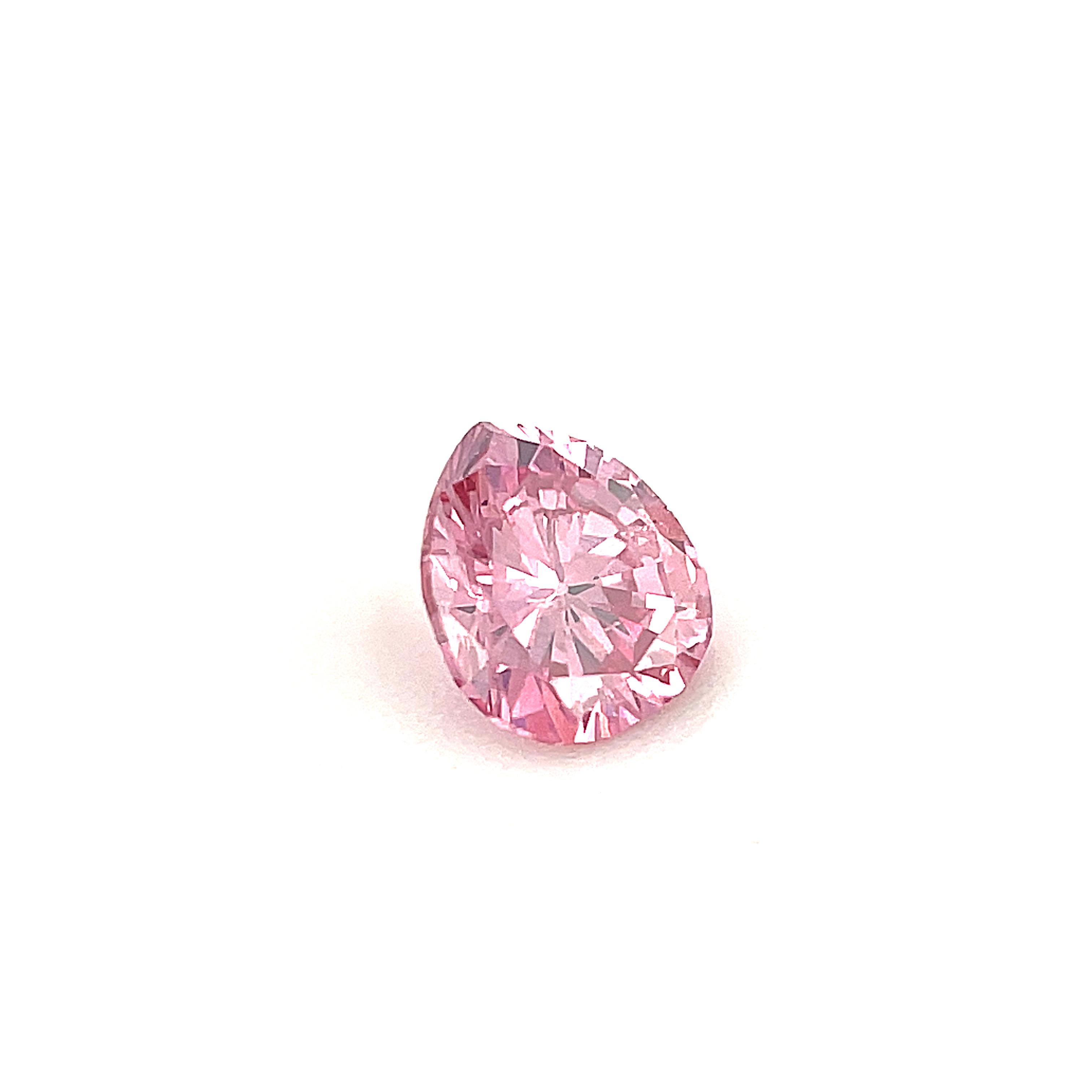 Fancy Intense Purplish Pink Natural Diamond, Loose .24 Carat Pear, GIA Certified For Sale 2